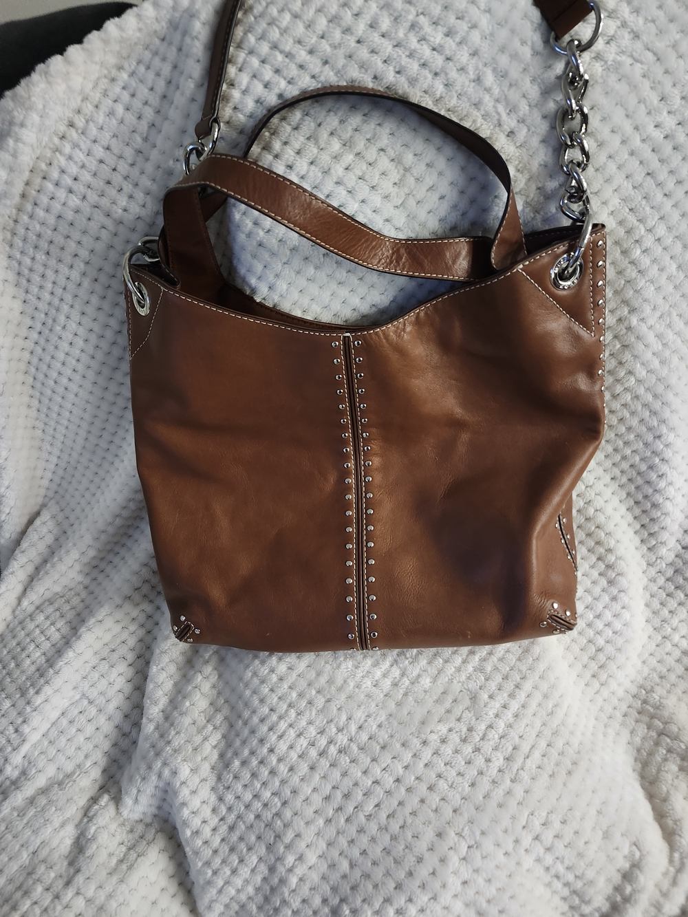 Michael Kors Women's Brown Leather Stud-Trim Tote Bag